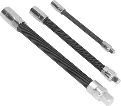 Flexibele Verlengstang met Strakke Verbinding - 3 Stuks - Stalen Flexibele Aandrijfas voor 1/4in, 3/8in en 1/2in Toepassingen - Ideaal voor Klussen en Onderhoud