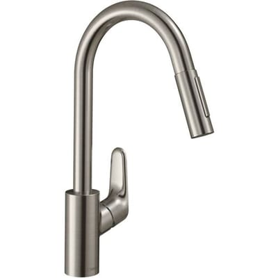 hansgrohe Focus M41 - Keukenmengkraan - Ééngreeps bediening - 240mm - Uittrekbare vuistdouche - RVS - 2 straalsoorten