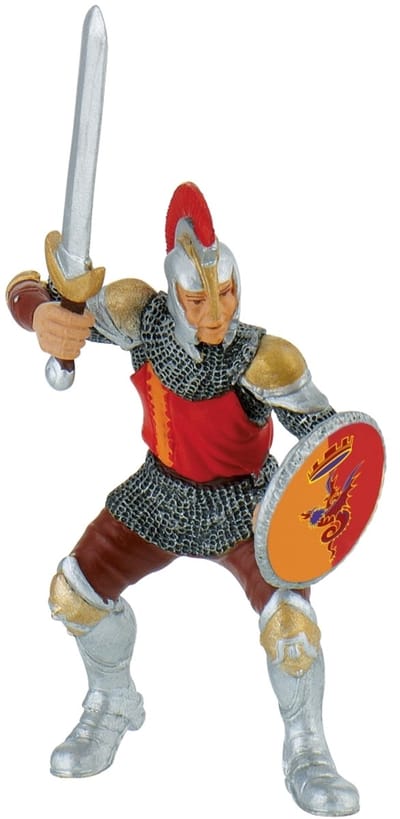 Bullyland 80765 – Speelfiguur Ridder met Zwaard Rood – ca. 11,5cm – levensecht en detailrijk vormgegeven – ideaal als fantasiefiguur, decoratie of klein cadeautje voor kinderen vanaf 3 jaar