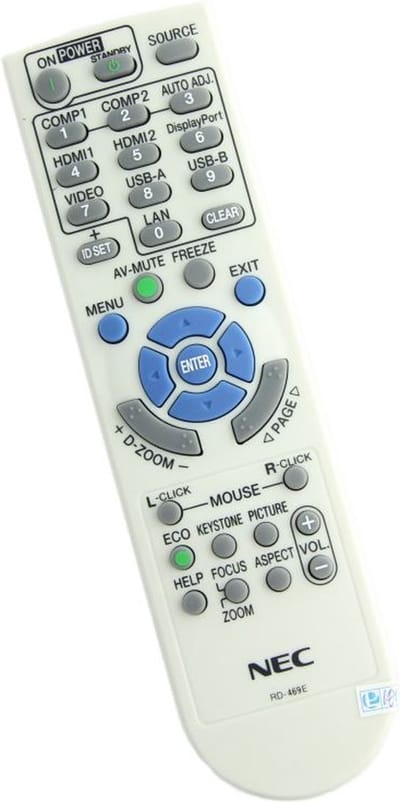 Afstandsbediening geschikt voor de NEC UM330X-WK beamer, vervangt RMT-PJ31 / RD-448E / 7N900921 / 7N900922 / 7N900924 / 7N900926 / 7N900927