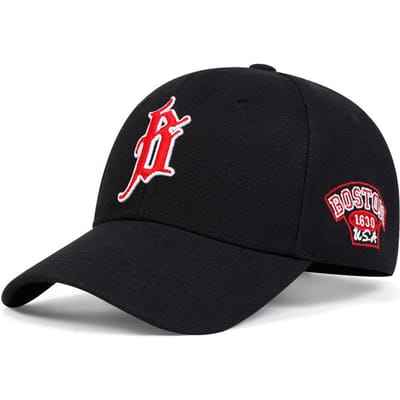 B Letter Side Boston Borduurwerk Baseballpet Mannen Vrouwen Lente Zomer Zon Hoeden Katoen Snapback Pet Unisex Hip Hop Trucker Petten black