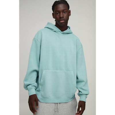 Oversized Over-the-head Gewassen Hoodie | Light Green | Size Medium