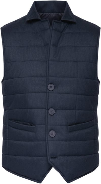 OMBRE Gilet - Regular Fit - Knopen - Effen Marineblauw gemêleerd S/M