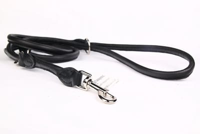 Dog's Companion - Leren Politielijn Hond, 220cm - Lengte: 220cm (10 mm), Kleur: Zwart - Verstelbaar op 130-170-210 cm