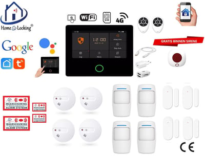 Draadloos alarmsysteem voor woning/camper/boot/caravan werkt met wifi en sim kaart en met spraakgestuurde apps. (Nederlands of Frans stem en tekst) ST01A-15