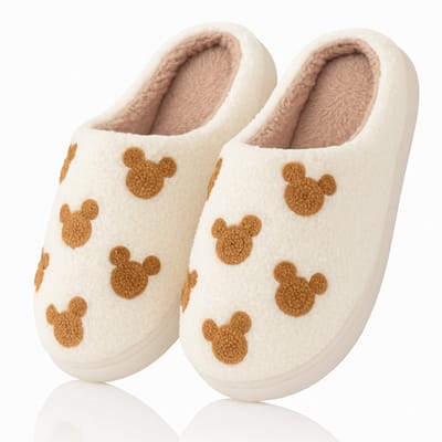 Twenty4seven® Kerstsloffen met Beertjesdesign - Pantoffels Dames & Heren - Maat 39/40 - Warme Sloffen Kerst & Winter - Huisschoenen Wit