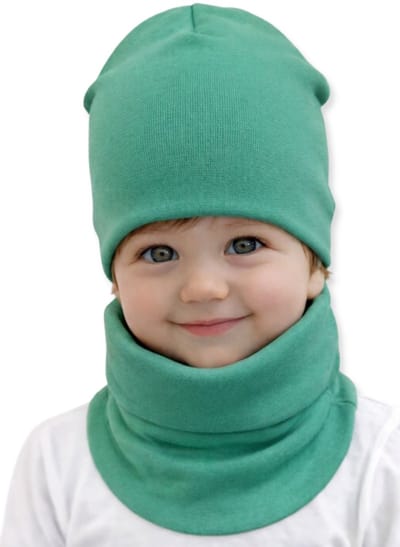 Dartomik - Baby Czapka + Komin - 40/44 - Oeko-Tex Gecertificeerd - Groene Kleur