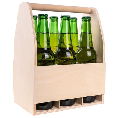 Creative Deco Houten Kist voor 6 Bieren | Flessenhouder | Afmeting 24 x 16 x 30 cm | Mannentas voor Bier