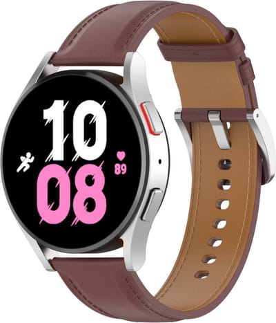 Leren bandje - geschikt voor Garmin Venu (2 Plus) / Venu SQ (2) / Vivomove (Style - Sport) / Vivoactive 3 / 5 / 6 / Forerunner 55 / 165 / 245 / 645 / 570 - 42mm - bruin