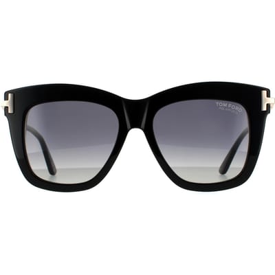 Tom Ford zonnebril Dasha FT0822 01D Glansende zwarte rookgradiënt gepolariseerd
