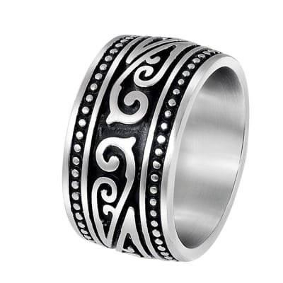 Lucardi Heren Ring mat cloud met zwarte accenten - Ring - Vaderdag Cadeautje - Staal - Zilverkleurig