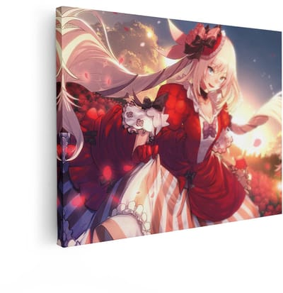 Artaza Canvas Schilderij Anime Vrouw - 40x30 cm - Wanddecoratie Rozenveld - Muurdecoratie Portret - Kamer Accessoires Slaapkamer