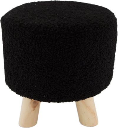 HOME SPIRIT Kruk 28 x 28 x 28 cm zwart met houten pootjes