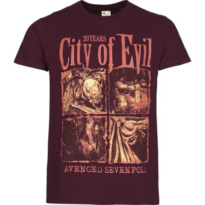 Avenged Sevenfold T-shirt - City of evil - S tot 3XL - voor Mannen - bordeaux