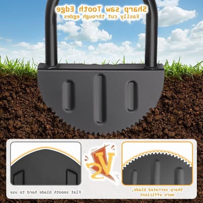 Handgreep Grasrand Plug van 108 cm, Zaagtand Gras Snijder, Maanvormige Tuinrand voor Opritten, Tuinranding en Tuinonderhoud