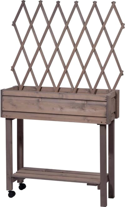 Moestuinbak moestuintafel oppottafel kweektafel plantentafel met trosondersteuning 79x28x130cm - grijs