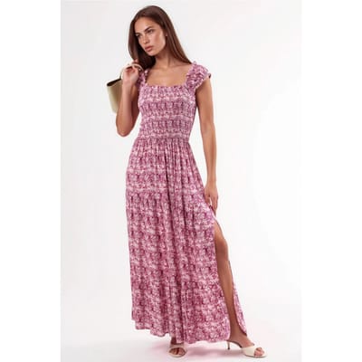 Paisleyprint Maxi-jurk met Vierkante Kraag