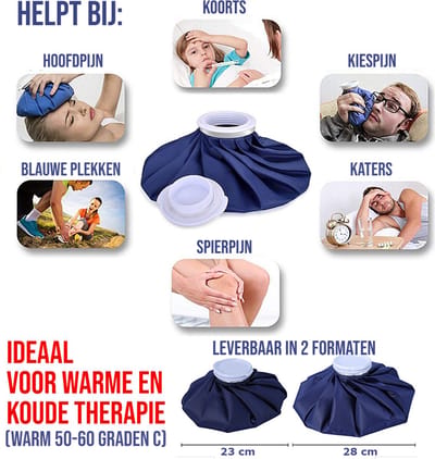 Allernieuwste.nl® IJszak Herbruikbaar voor Warme en Koude Therapie - Knie Hoofd Been Letsel Pijnbestrijding IJzak - Maat M, 23 cm - Blauw