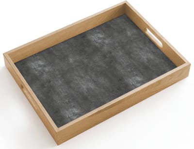 Dienblad hout 40x30 cm - Schootdienblad - Donkergrijs - Ruw - Beton - Borrelplank rechthoek - Plateau dienbladen