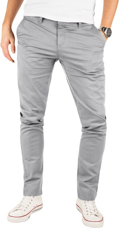 Yazubi Heren Chinobroek Kyle – Slim Fit – Katoen Stretch – Lichtgrijs – 5-pocket