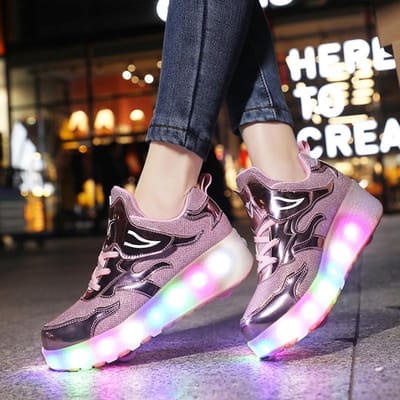 Nieuwe Runaway-schoenen, meisjes skates met katrolsysteem, kleine vierwielige demontage, onzichtbare lichtgevende loopschoenen 40