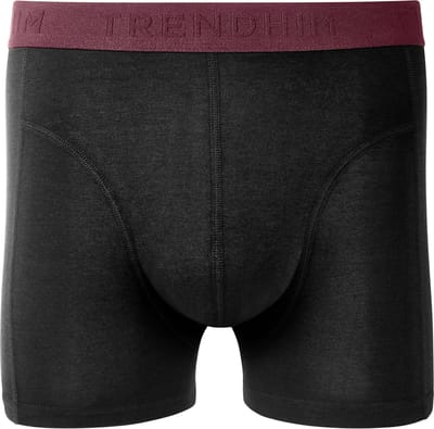 FreeFeel | Zwarte bamboe boxershort met karmozijnrode tailleband