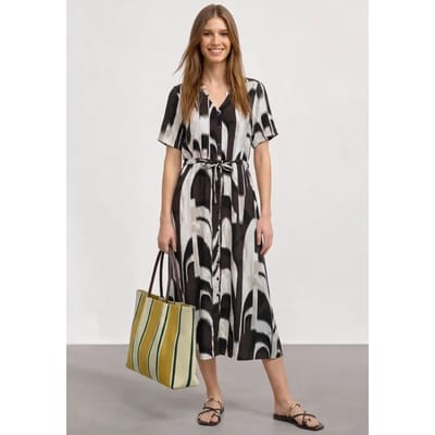Midi-jurk met V-hals en print