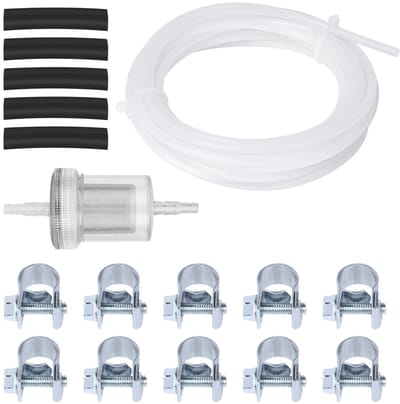 Solidchoice - Dailygoody - Brandstoffilter - Dieselbrandstoffilter - Slangklemmen inbegrepen - Wit - Brandstofslang - Geschikt voor vrachtwagens en auto's - 4 meter
