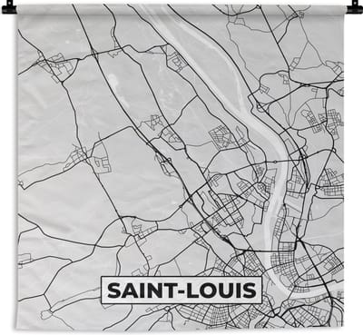 Wandkleed - Wanddoek - Kaart - Stadskaart - Saint-Louis - Plattegrond - Frankrijk - 180x180 cm - Wandtapijt