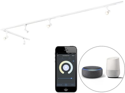 QAZQA jeany - Moderne LED Smart Spot railsysteem verlichting, railverlichting incl. wifi - 5 lichts - L 200 cm - Wit - Woonkamer