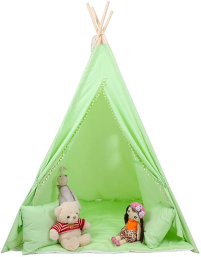 Viking Choice - Tipi tent kinderen - 120x120x160 cm - met kussens - groen