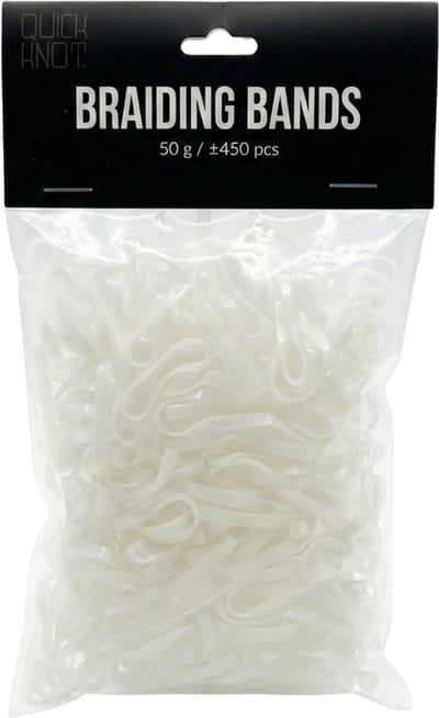 Quick Knot® Brede Vlechtelastiekjes - 450 stuks (50g) - Wit - Extra Sterk & Plat - Paardenelastiekjes