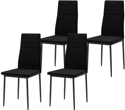 Pugsdrly - Eetkamerstoelen - Set van 4 stoelen - Zonder armleuningen - Stoffen bekleding - Metalen poten - Zwart