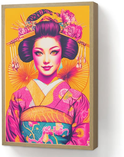 Wandlamp 40x60 cm - Oplaadbaar - Bloemen - Vrouw - Kimono - Roze - Wandlampen binnen woonkamer - Slaapkamer lamp - Decoratieve nachtlamp - Vloerlamp draadloos