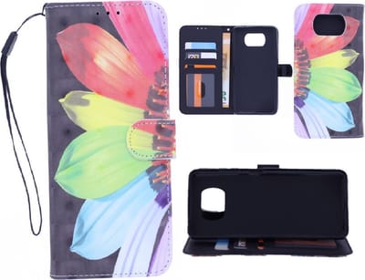LuxeBass Boekhoesje met print geschikt voor Nokia 1.4 - Flower 3D - telefoonhoes - gsm hoes - telefoonhoesjes