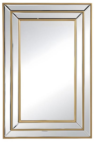 Vente-unique Spiegel BAKOU - Eukalyptushout - H.90 cm - Goudenkleur