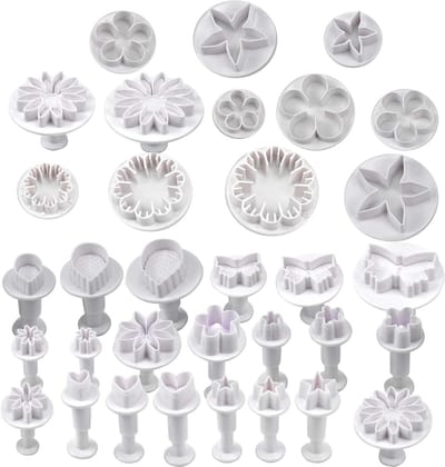 Complete Cookie Cutter Set van 33 Stukken met Bladeren, Vlinders en Hartvormen voor Cake Decoratie en DIY Bakken, Inclusief Bloemvormen en Plastic Mallen voor Koekjes