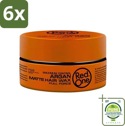 Red One - Haarwax - Argan Matte - Verzorgende Styling - Voor Intensieve Verzorging & Matte Look - 150 ml - Voordeelverpakking - 6 stuks - Haarwax - Arganolie
