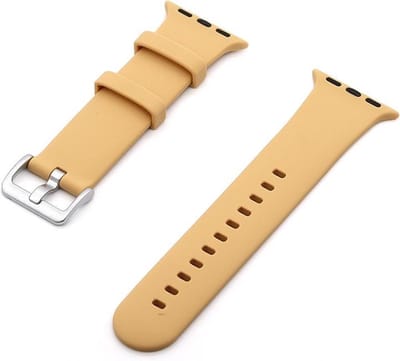 By Qubix - Geschikt voor Apple Watch bandje - Rubberen Siliconen sportbandje met gesp - Beige - Geschikt voor Apple Watch 38mm / 40mm / 41mm / 42mm - siliconen sport bandje - smartwatchbandje