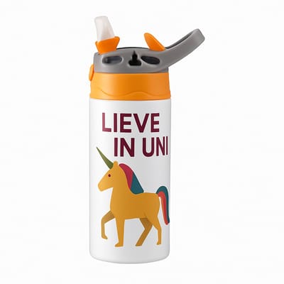 Klassieke 'il_1140xN.7808203911_5b08' Drinkfles – Stijlvolle Herbruikbare Fles voor Vrienden en Familie - Waterfles voor kinderen (wit/oranje)