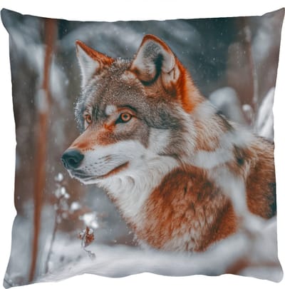 Sierkussens - Kussentjes Woonkamer - 50x50 cm - Wolf - Sneeuw - Winter - Dieren - Natuur - Sneeuw