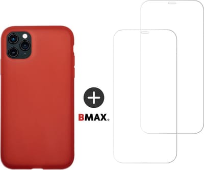 BMAX Telefoonhoesje geschikt voor iPhone 11 Pro Max - Latex softcase hoesje rood - Met 2 screenprotectors