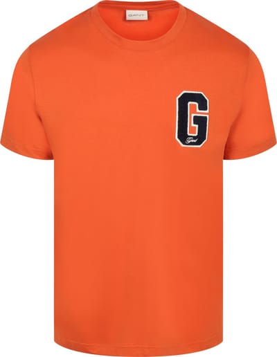 Gant T-shirt G-Badge Logo Oranje - Maat M - Heren - Casual T-shirts