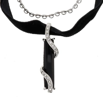 Behave - Choker ketting met hanger - Zwart fluweel - Glam stijl - 39 cm