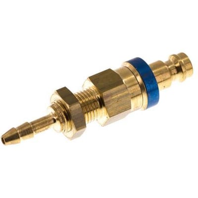 Messing DN 5 Blauw Luchtkoppeling Insteeknippel 4x6 mm Push-On Schotkoppeling Double Shut-Off - CLP5-NB-B-BLU-SV-4