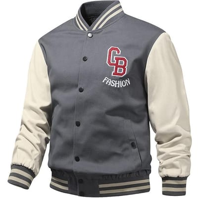 Baseballjack Heren Herfst Amerikaanse Baseballjack Heren Sportjack Heren Casual Jas 4XL grijs