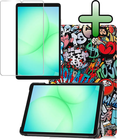 Hoesje Geschikt voor Samsung Galaxy Tab A11 / A9 - Met Screenprotector - Trifold Bookcase - Hard Cover - Hardcover Book Case - Tablet Hoes - Graffity