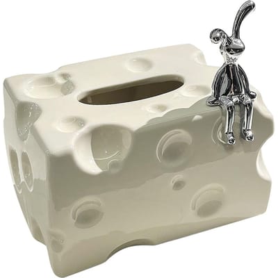 Boîte à mouchoirs Céramique Rectangulaire Élégante Décorative Porte-boîte à serviettes pour Bureau blanc lait