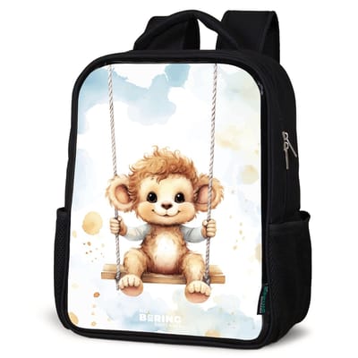 NoBoringSuitcases.com® - Rugzak zwart - Schooltas jongen & meisje - Schommelend aapje van waterverf - Rugtas voor school - Boekentas kind - Schoolrugzak - Kinderrugzak