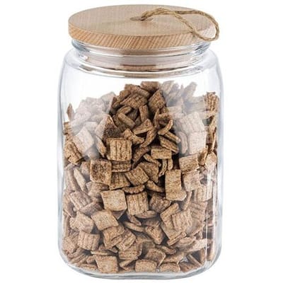 GGM Gastro (6 Stück) Vorratsglas - WOODY - 2,5 Liter - inkl. aromadichtem Holzdeckel